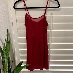 Casual red (wine color) skater dress.